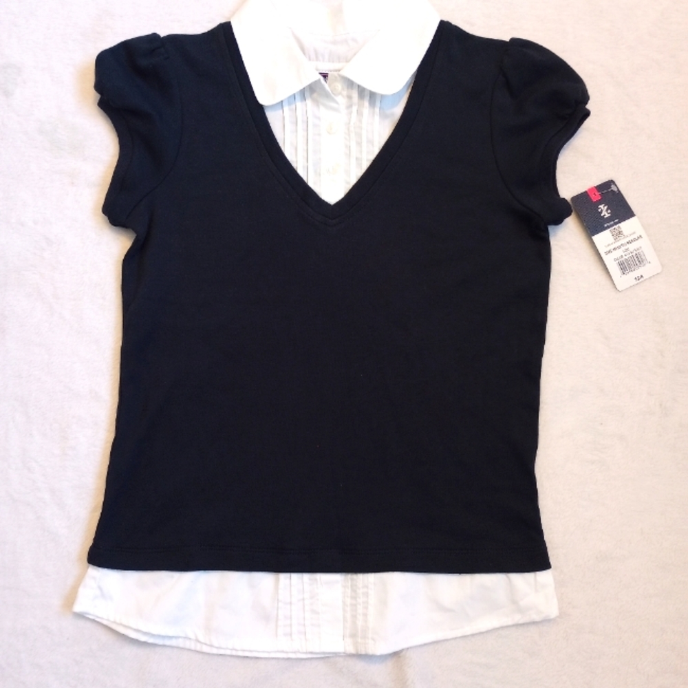 Girls layered look uniform shirt size 10/12.
